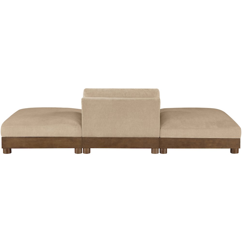 Turin 120" Beige Chenille Fabric Upholstered 3pc. Modular Sofa