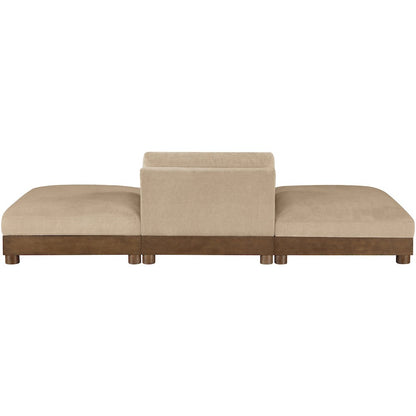 Turin 120" Beige Chenille Fabric Upholstered 3pc. Modular Sofa