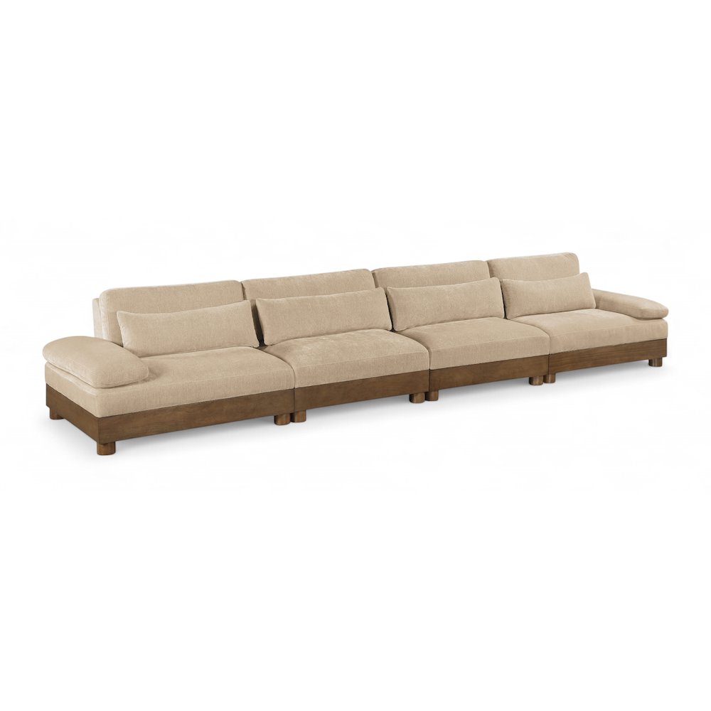 Turin 175.5" Beige Chenille Fabric Upholstered 4pc. Modular Sofa