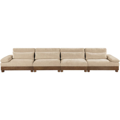 Turin 175.5" Beige Chenille Fabric Upholstered 4pc. Modular Sofa