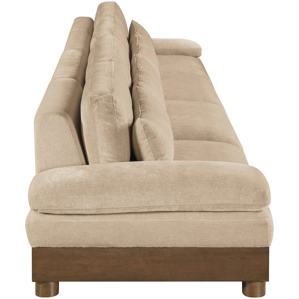 Turin 175.5" Beige Chenille Fabric Upholstered 4pc. Modular Sofa