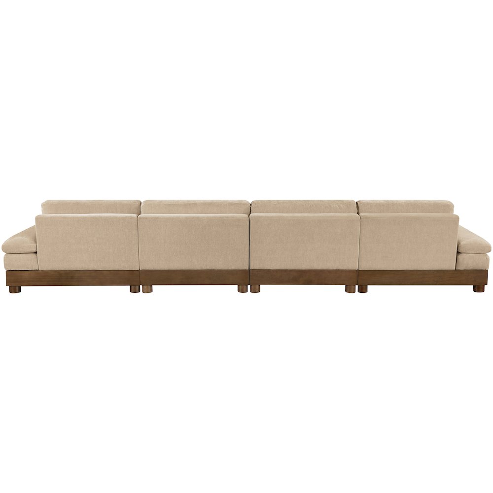 Turin 175.5" Beige Chenille Fabric Upholstered 4pc. Modular Sofa
