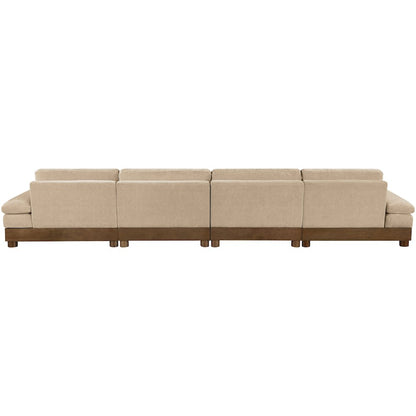 Turin 175.5" Beige Chenille Fabric Upholstered 4pc. Modular Sofa