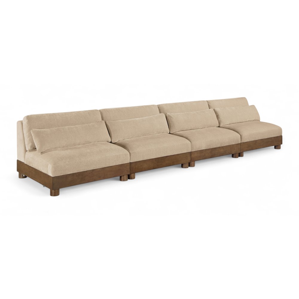Turin 160" Beige Chenille Fabric Upholstered 4pc. Modular Sofa