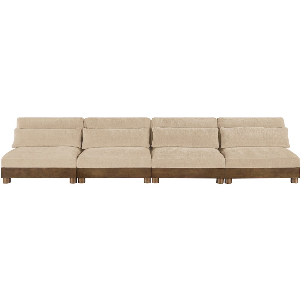 Turin 160" Beige Chenille Fabric Upholstered 4pc. Modular Sofa