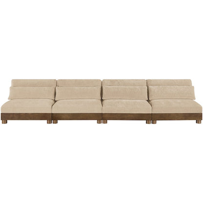 Turin 160" Beige Chenille Fabric Upholstered 4pc. Modular Sofa