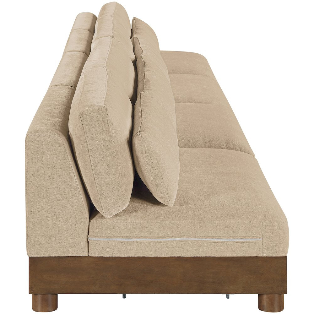 Turin 160" Beige Chenille Fabric Upholstered 4pc. Modular Sofa