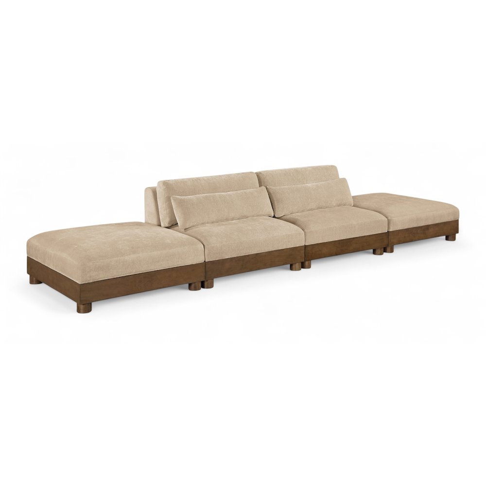Turin 160" Beige Chenille Fabric Upholstered 4pc. Modular Sofa
