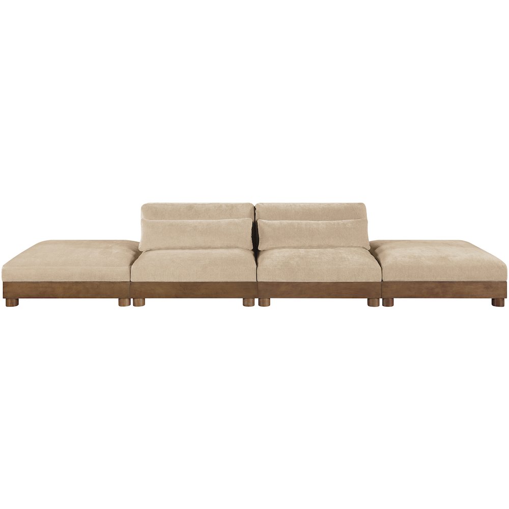 Turin 160" Beige Chenille Fabric Upholstered 4pc. Modular Sofa