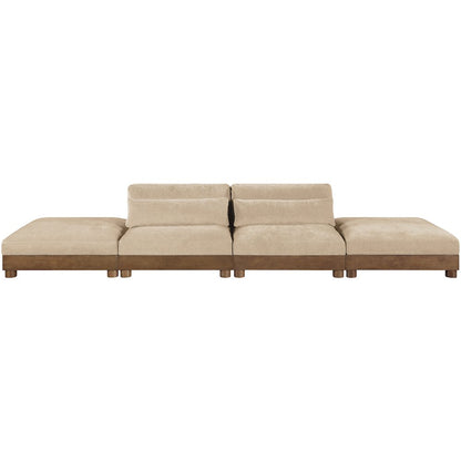 Turin 160" Beige Chenille Fabric Upholstered 4pc. Modular Sofa