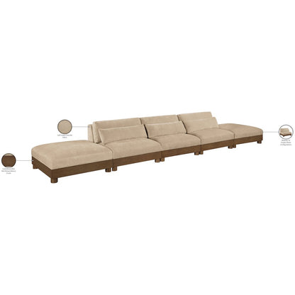 Turin 200" Beige Chenille Fabric Upholstered 5pc. Modular Sofa