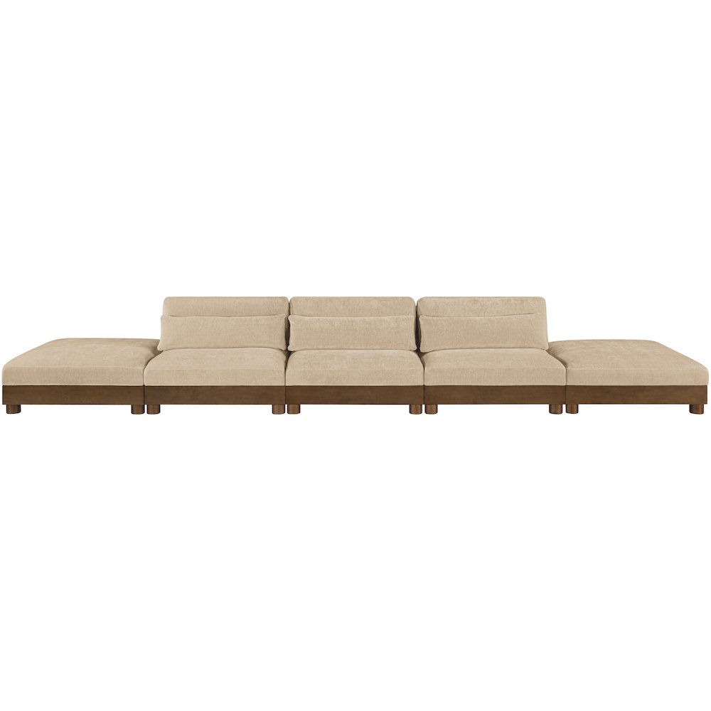 Turin 200" Beige Chenille Fabric Upholstered 5pc. Modular Sofa