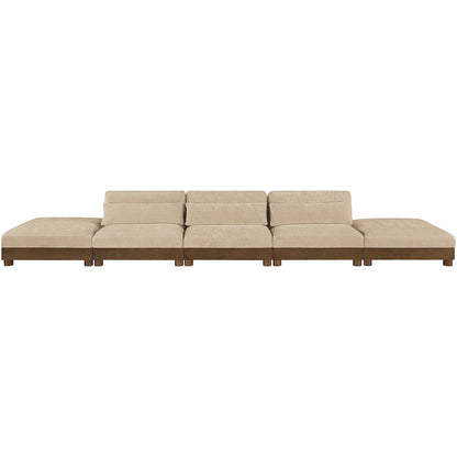 Turin 200" Beige Chenille Fabric Upholstered 5pc. Modular Sofa