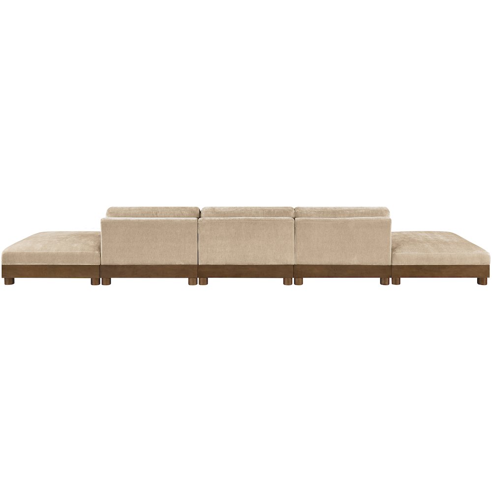 Turin 200" Beige Chenille Fabric Upholstered 5pc. Modular Sofa