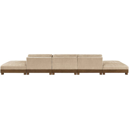 Turin 200" Beige Chenille Fabric Upholstered 5pc. Modular Sofa