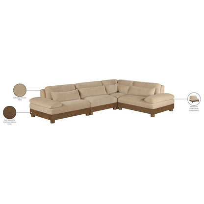 Turin 127.75" Beige Chenille Fabric Upholstered 4pc. Modular Sectional