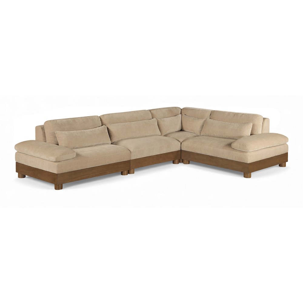 Turin 127.75" Beige Chenille Fabric Upholstered 4pc. Modular Sectional