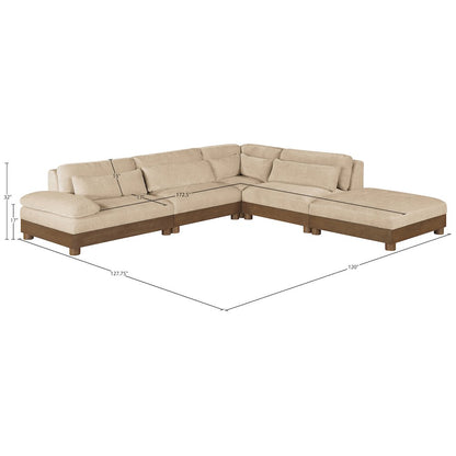 Turin 120" Beige Chenille Fabric Upholstered 5pc. Modular Sectional