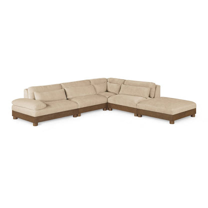 Turin 120" Beige Chenille Fabric Upholstered 5pc. Modular Sectional