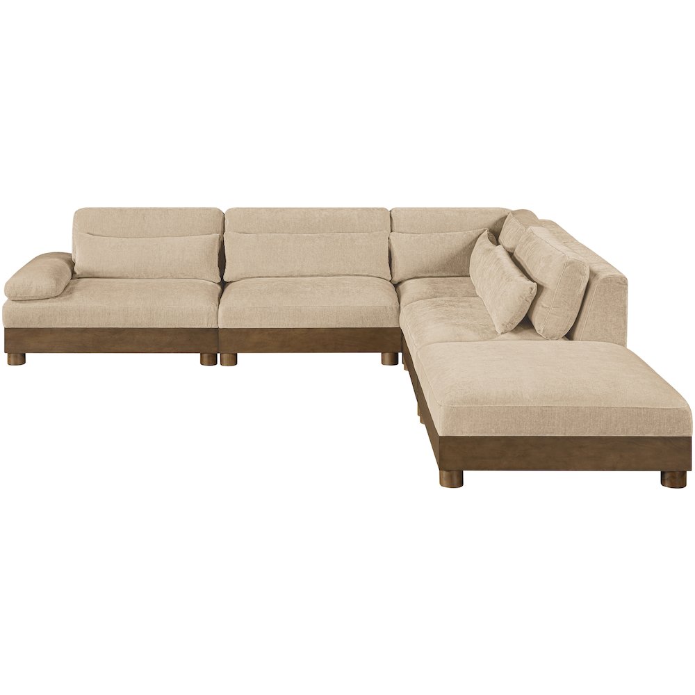 Turin 120" Beige Chenille Fabric Upholstered 5pc. Modular Sectional
