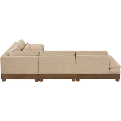 Turin 120" Beige Chenille Fabric Upholstered 5pc. Modular Sectional