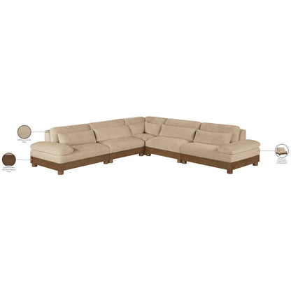 Turin 127.75" Beige Chenille Fabric Upholstered 5pc. Modular Sectional