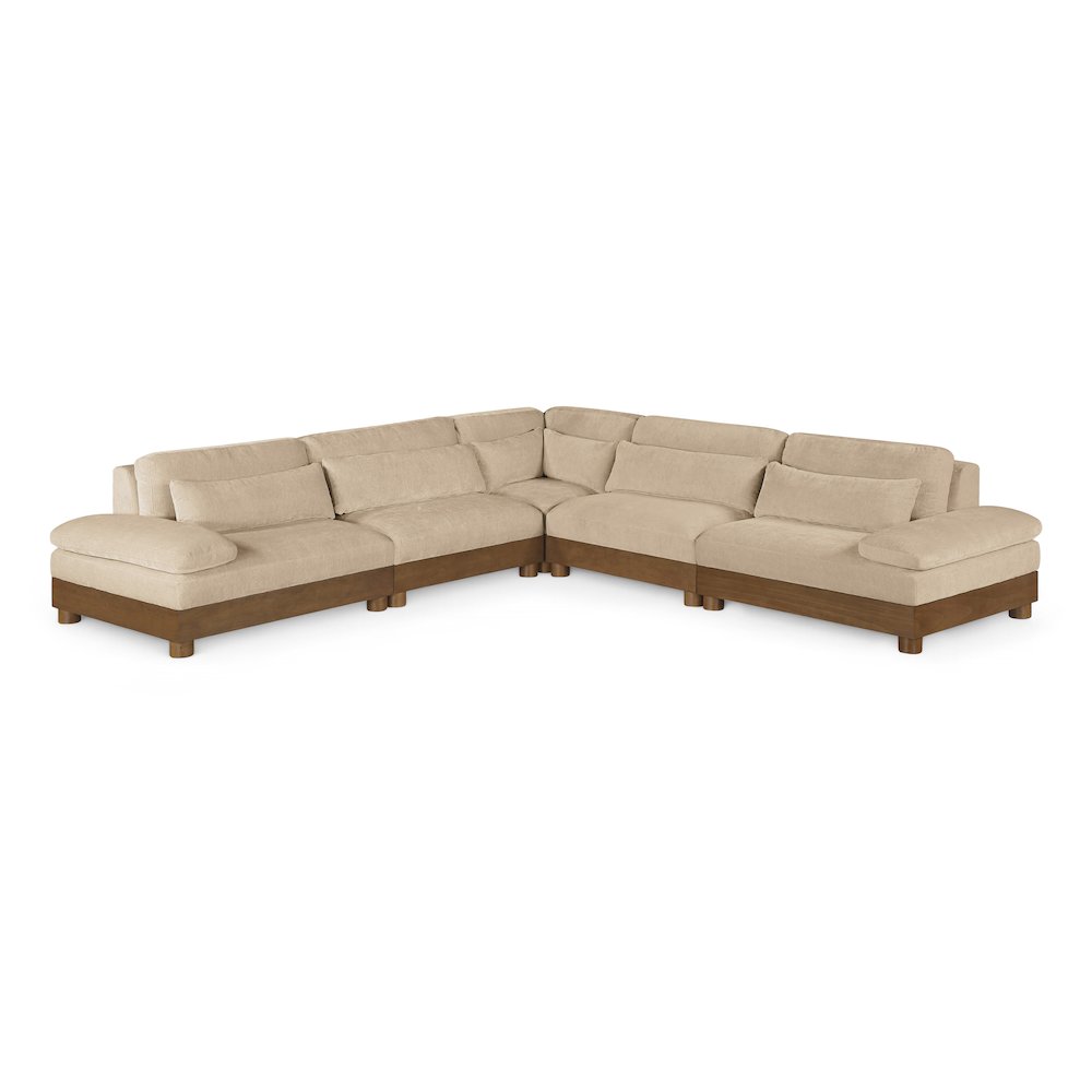 Turin 127.75" Beige Chenille Fabric Upholstered 5pc. Modular Sectional