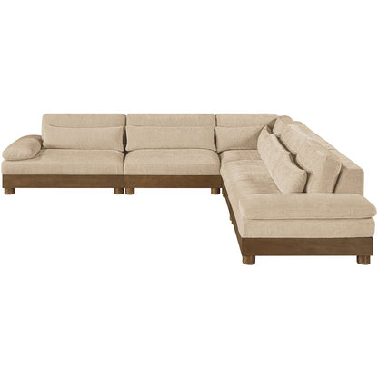 Turin 127.75" Beige Chenille Fabric Upholstered 5pc. Modular Sectional