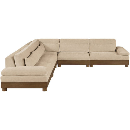 Turin 127.75" Beige Chenille Fabric Upholstered 5pc. Modular Sectional