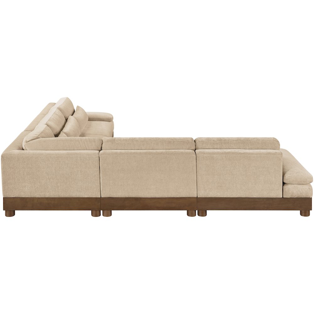 Turin 127.75" Beige Chenille Fabric Upholstered 5pc. Modular Sectional
