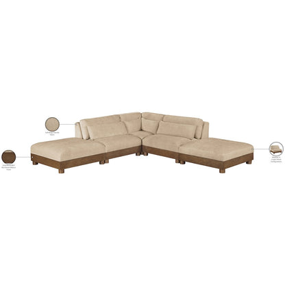 Turin 120" Beige Chenille Fabric Upholstered 5pc. Modular Sectional