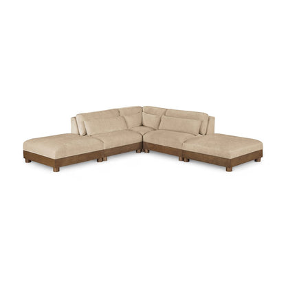 Turin 120" Beige Chenille Fabric Upholstered 5pc. Modular Sectional