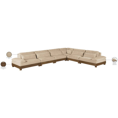 Turin 167.75" Beige Chenille Fabric Upholstered 6pc. Modular Sectional