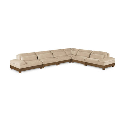 Turin 167.75" Beige Chenille Fabric Upholstered 6pc. Modular Sectional