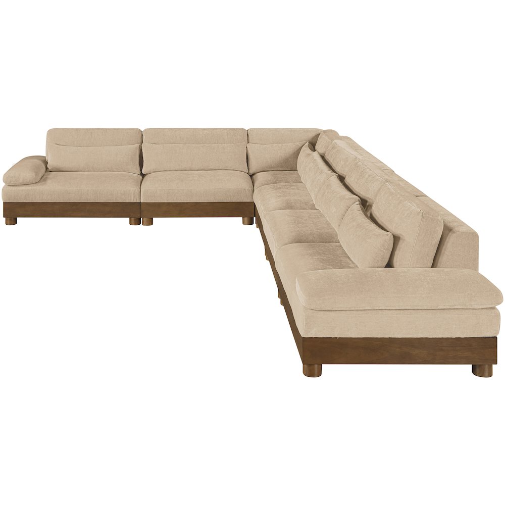 Turin 167.75" Beige Chenille Fabric Upholstered 6pc. Modular Sectional