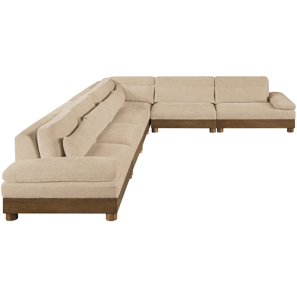 Turin 167.75" Beige Chenille Fabric Upholstered 6pc. Modular Sectional