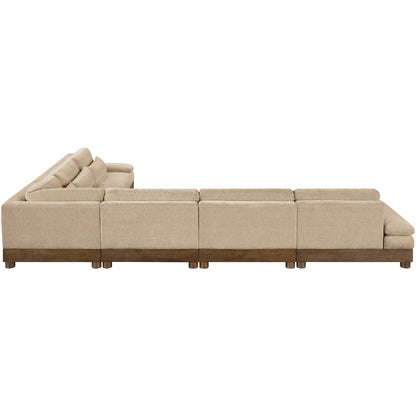Turin 167.75" Beige Chenille Fabric Upholstered 6pc. Modular Sectional