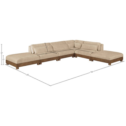 Turin 160" Beige Chenille Fabric Upholstered 6pc. Modular Sectional