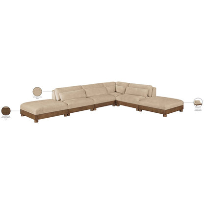 Turin 160" Beige Chenille Fabric Upholstered 6pc. Modular Sectional