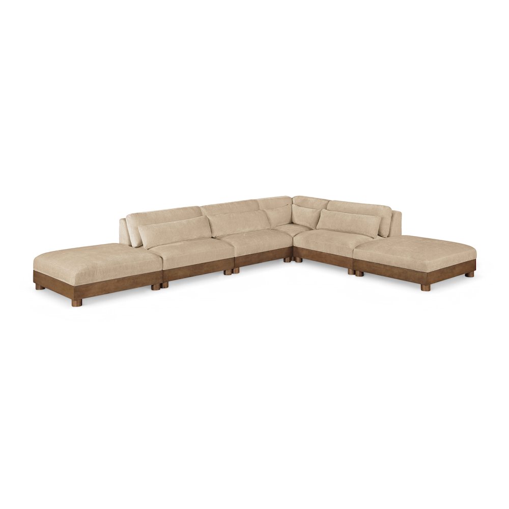 Turin 160" Beige Chenille Fabric Upholstered 6pc. Modular Sectional