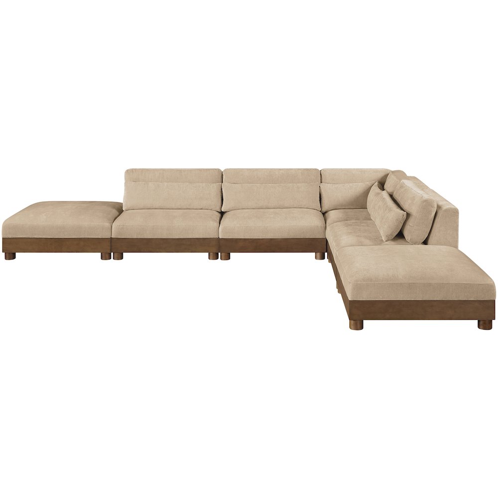 Turin 160" Beige Chenille Fabric Upholstered 6pc. Modular Sectional