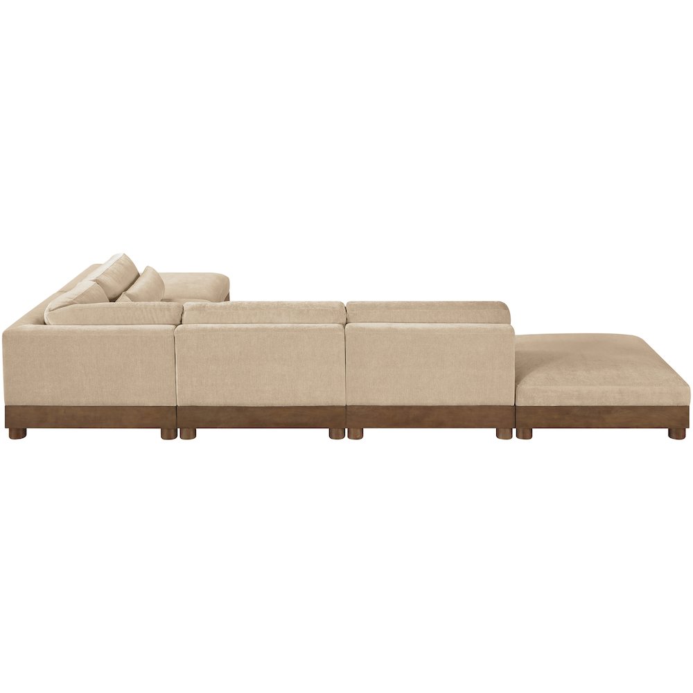 Turin 160" Beige Chenille Fabric Upholstered 6pc. Modular Sectional