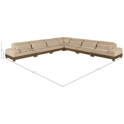 Turin 167.75" Beige Chenille Fabric Upholstered 7pc. Modular Sectional