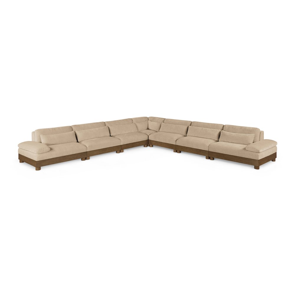 Turin 167.75" Beige Chenille Fabric Upholstered 7pc. Modular Sectional