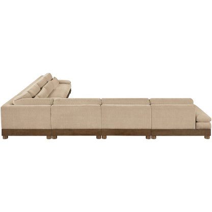 Turin 167.75" Beige Chenille Fabric Upholstered 7pc. Modular Sectional