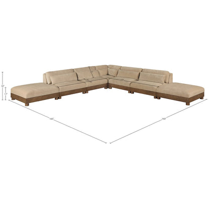 Turin 160" Beige Chenille Fabric Upholstered 7pc. Modular Sectional
