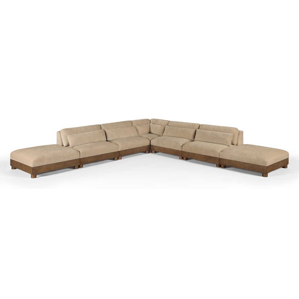 Turin 160" Beige Chenille Fabric Upholstered 7pc. Modular Sectional