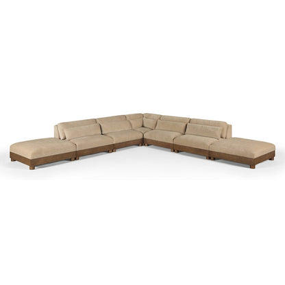 Turin 160" Beige Chenille Fabric Upholstered 7pc. Modular Sectional