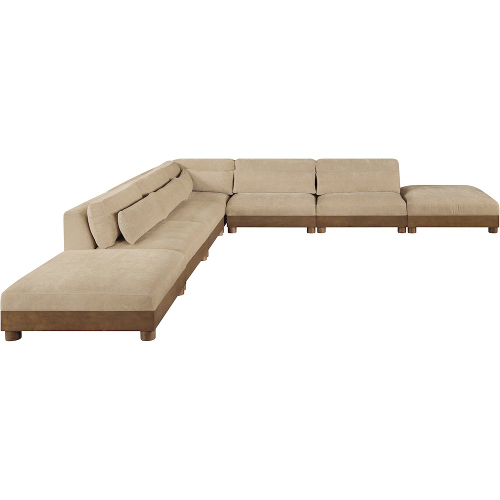 Turin 160" Beige Chenille Fabric Upholstered 7pc. Modular Sectional
