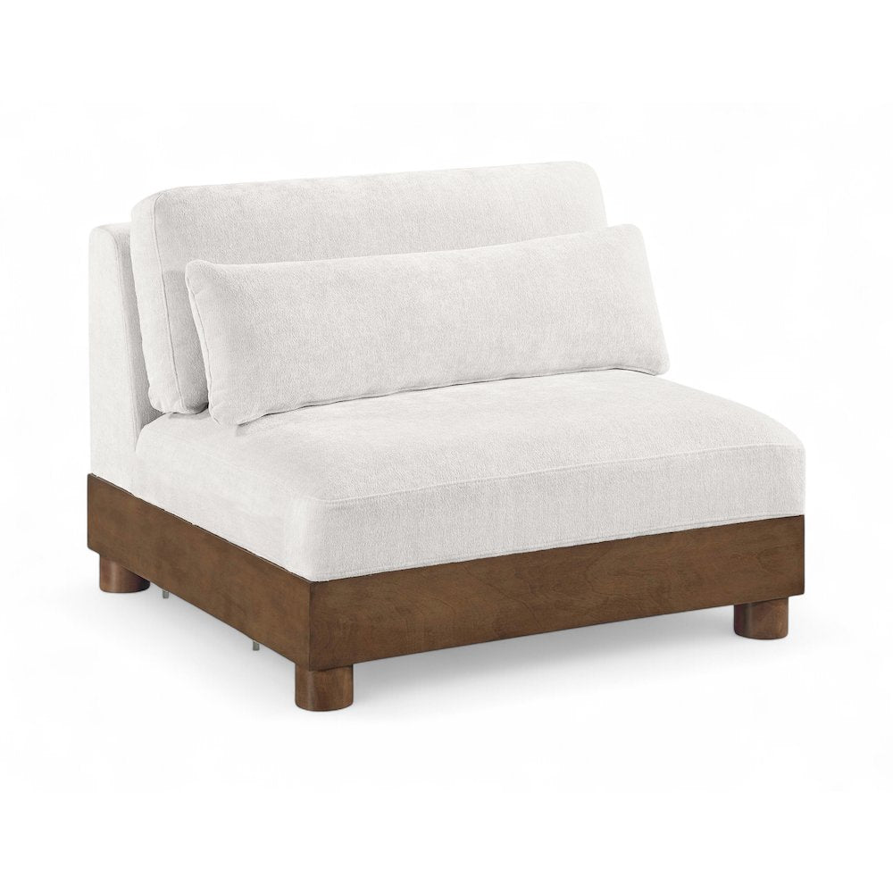 Turin Cream Chenille Fabric Upholstered Modular Armless Chair